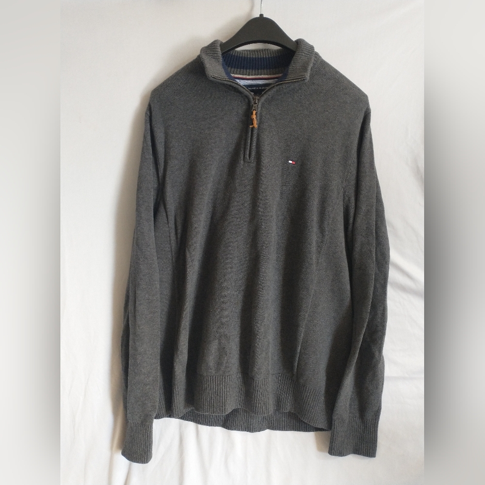 Tommy Hilfiger Gray long sleeve quarter zip sweater XL